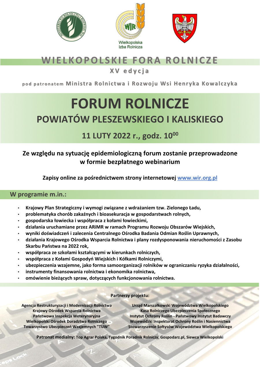 Zespół Szkół Centrum Kształcenia Rolniczego w Marszewie zaprasza na FORUM ROLNICZE POWIATÓW PLESZEWSKIEGO I KALISKIEGO