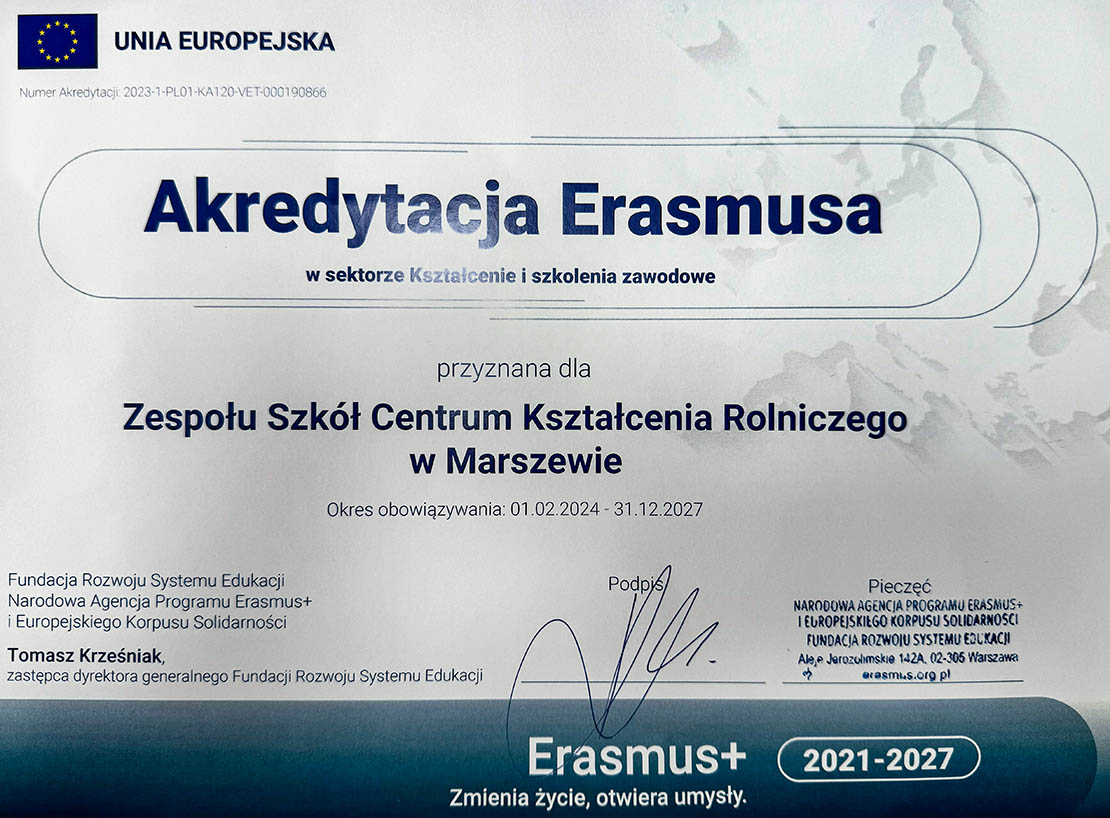 akredytacja erasmus 2024 - 2027